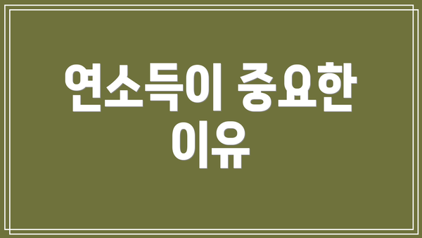 연소득이 중요한 이유