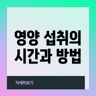 영양 섭취의 시간과 방법