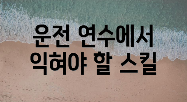 운전 연수에서 익혀야 할 스킬