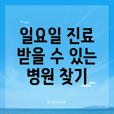 일요일 진료 받을 수 있는 병원 찾기