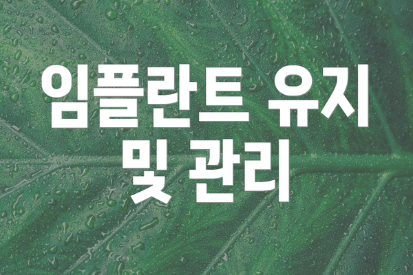 임플란트 유지 및 관리