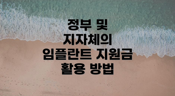 정부 및 지자체의 임플란트 지원금 활용 방법