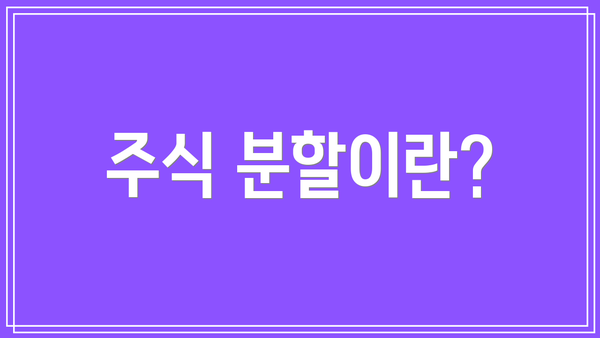 주식 분할이란?