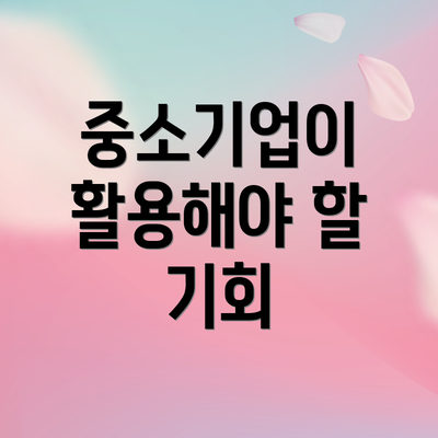 중소기업이 활용해야 할 기회