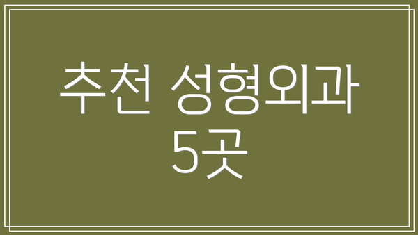 추천 성형외과 5곳