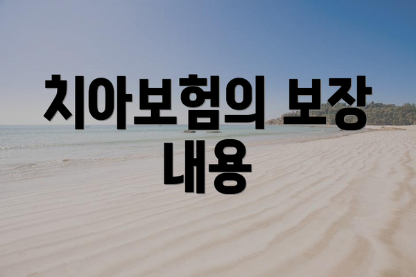 치아보험의 보장 내용