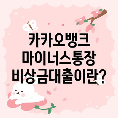 카카오뱅크 마이너스통장 비상금대출이란?