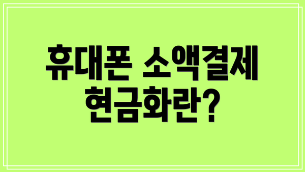 휴대폰 소액결제 현금화란?