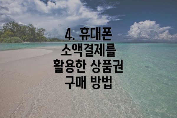 4. 휴대폰 소액결제를 활용한 상품권 구매 방법