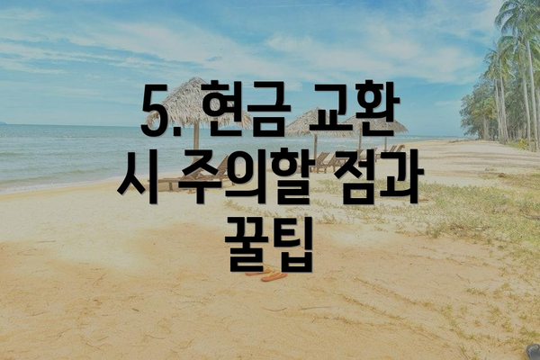5. 현금 교환 시 주의할 점과 꿀팁