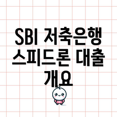 SBI 저축은행 스피드론 대출 개요